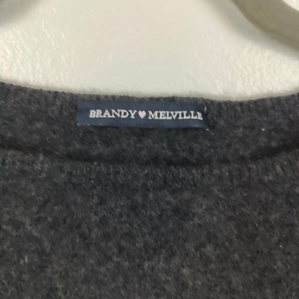 Brandy Melville Sweater Women One Size Charcoal Grey 100% Cashmere Long Sleeve - Picture 6 of 11